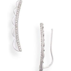 Kate Spade Pavé Slender Scallop Ear Crawlers